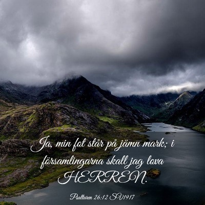Picture 03 - Psaltaren 26:12 SV1917 - Ja, min fot står på jämn mark; i - Bible Verse Picture