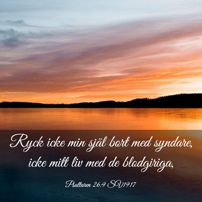 Picture 03 - Psaltaren 26:9 SV1917 - Ryck icke min själ bort med syndare, icke mitt - Bible Verse Picture