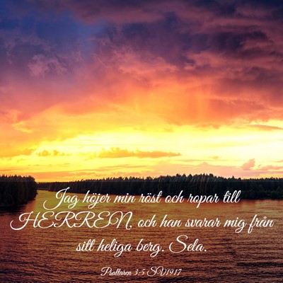 Picture 03 - Psaltaren 3:5 SV1917 - Jag höjer min röst och ropar till HERREN, och - Bible Verse Picture