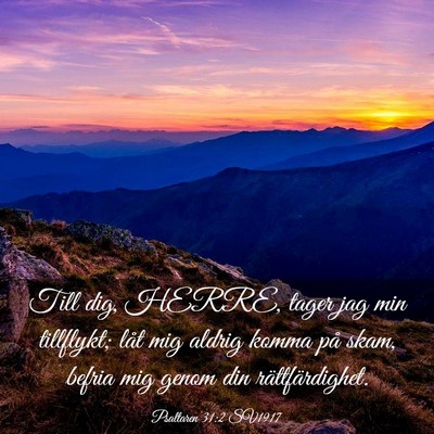 Picture 03 - Psaltaren 31:2 SV1917 - Till dig, HERRE, tager jag min tillflykt; låt - Bible Verse Picture