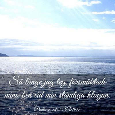 Picture 03 - Psaltaren 32:3 SV1917 - Så länge jag teg, försmäktade mina ben vid - Bible Verse Picture