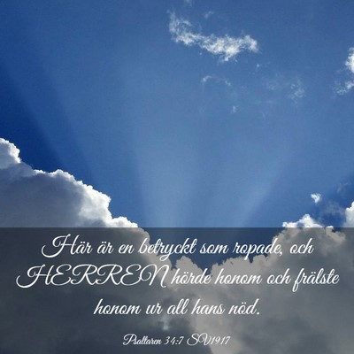 Picture 03 - Psaltaren 34:7 SV1917 - Här är en betryckt som ropade, och HERREN - Bible Verse Picture