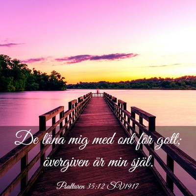 Picture 03 - Psaltaren 35:12 SV1917 - De löna mig med ont för gott; övergiven är - Bible Verse Picture