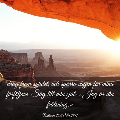 Picture 03 - Psaltaren 35:3 SV1917 - drag fram spjutet, och spärra vägen för mina - Bible Verse Picture