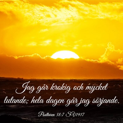 Picture 03 - Psaltaren 38:7 SV1917 - Jag går krokig och mycket lutande; hela dagen - Bible Verse Picture