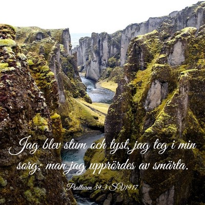 Picture 03 - Psaltaren 39:3 SV1917 - Jag blev stum och tyst, jag teg i min sorg; man - Bible Verse Picture