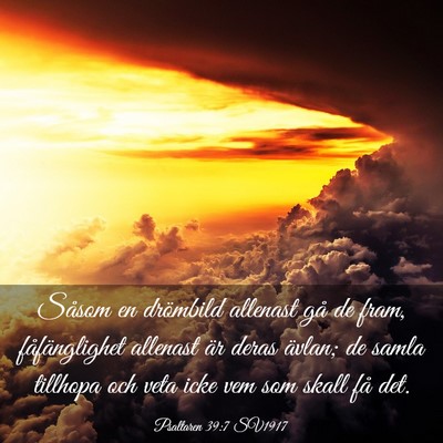 Picture 03 - Psaltaren 39:7 SV1917 - Såsom en drömbild allenast gå de fram, - Bible Verse Picture