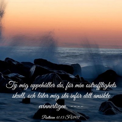 Picture 03 - Psaltaren 41:13 SV1917 - Ty mig uppehåller du, för min ostrafflighets - Bible Verse Picture