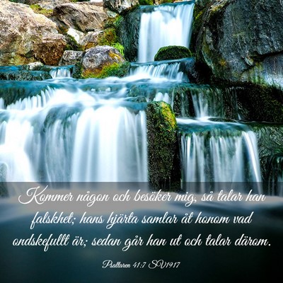 Picture 03 - Psaltaren 41:7 SV1917 - Kommer någon och besöker mig, så talar han - Bible Verse Picture