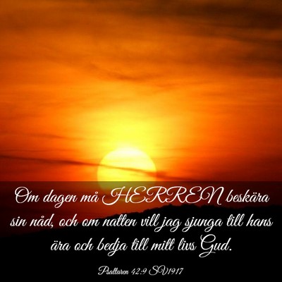 Picture 03 - Psaltaren 42:9 SV1917 - Om dagen må HERREN beskära sin nåd, och om - Bible Verse Picture