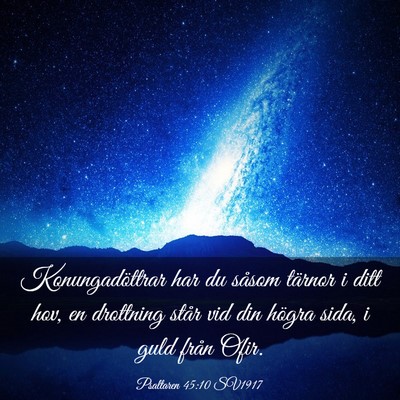 Picture 03 - Psaltaren 45:10 SV1917 - Konungadöttrar har du såsom tärnor i ditt hov, - Bible Verse Picture
