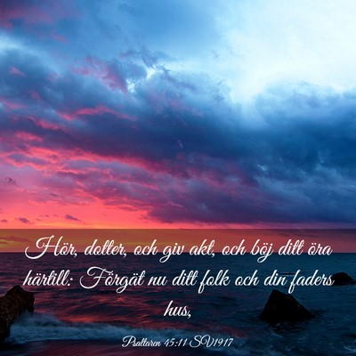 Picture 03 - Psaltaren 45:11 SV1917 - Hör, dotter, och giv akt, och böj ditt öra - Bible Verse Picture