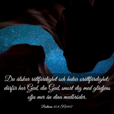 Picture 03 - Psaltaren 45:8 SV1917 - Du älskar rättfärdighet och hatar - Bible Verse Picture