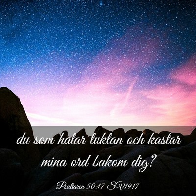 Picture 03 - Psaltaren 50:17 SV1917 - du som hatar tuktan och kastar mina ord bakom - Bible Verse Picture