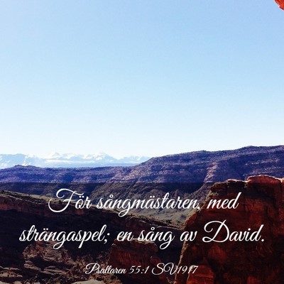 Picture 03 - Psaltaren 55:1 SV1917 - För sångmästaren, med strängaspel; en sång - Bible Verse Picture
