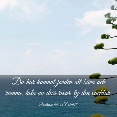 Picture 03 - Psaltaren 60:4 SV1917 - Du har kommit jorden att bäva och rämna; hela - Bible Verse Picture