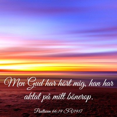 Picture 03 - Psaltaren 66:19 SV1917 - Men Gud har hört mig, han har aktat på mitt - Bible Verse Picture