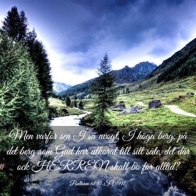 Picture 03 - Psaltaren 68:17 SV1917 - Men varför sen I så avogt, I höga berg, på - Bible Verse Picture