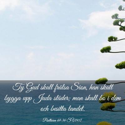 Picture 03 - Psaltaren 69:36 SV1917 - Ty Gud skall frälsa Sion, han skall bygga upp - Bible Verse Picture