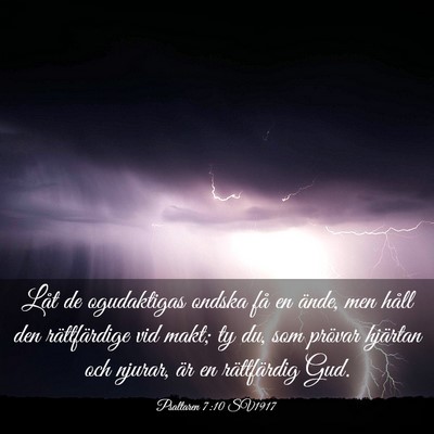 Picture 03 - Psaltaren 7:10 SV1917 - Låt de ogudaktigas ondska få en ände, men - Bible Verse Picture