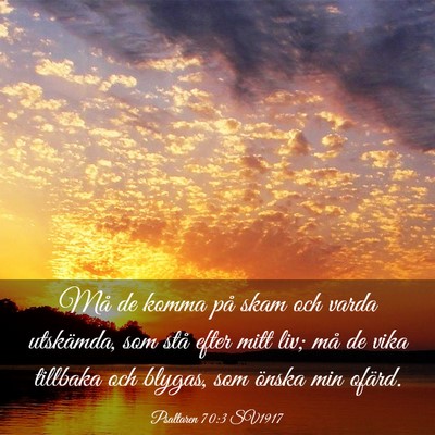 Picture 03 - Psaltaren 70:3 SV1917 - Må de komma på skam och varda utskämda, som - Bible Verse Picture