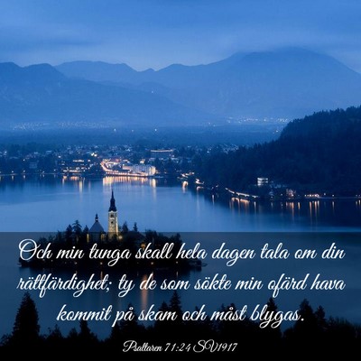 Picture 03 - Psaltaren 71:24 SV1917 - Och min tunga skall hela dagen tala om din - Bible Verse Picture