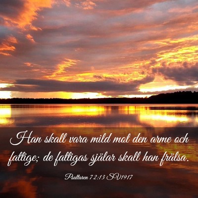 Picture 03 - Psaltaren 72:13 SV1917 - Han skall vara mild mot den arme och fattige; de - Bible Verse Picture