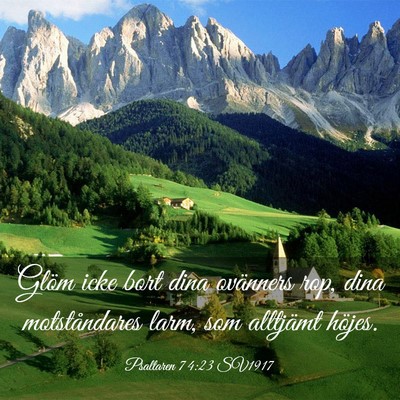 Picture 03 - Psaltaren 74:23 SV1917 - Glöm icke bort dina ovänners rop, dina - Bible Verse Picture