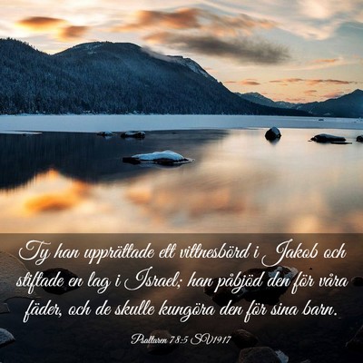 Picture 03 - Psaltaren 78:5 SV1917 - Ty han upprättade ett vittnesbörd i Jakob och - Bible Verse Picture