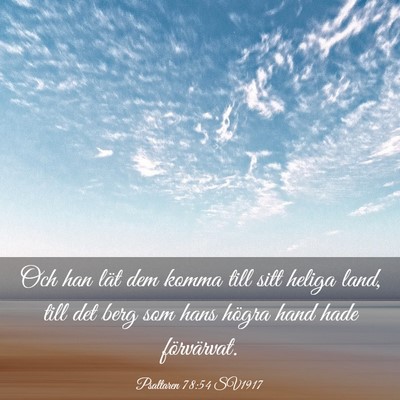 Picture 03 - Psaltaren 78:54 SV1917 - Och han lät dem komma till sitt heliga land, - Bible Verse Picture