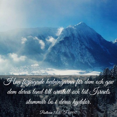 Picture 03 - Psaltaren 78:55 SV1917 - Han förjagade hedningarna för dem och gav dem - Bible Verse Picture