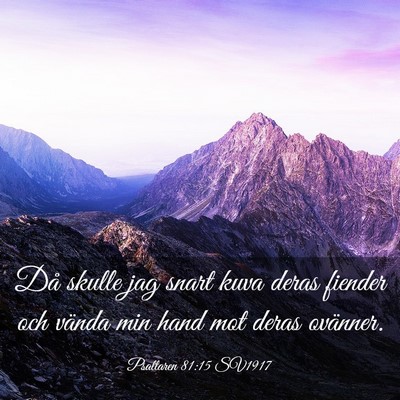 Picture 03 - Psaltaren 81:15 SV1917 - Då skulle jag snart kuva deras fiender och - Bible Verse Picture