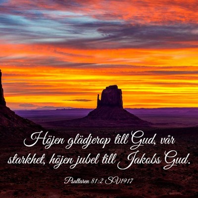 Picture 03 - Psaltaren 81:2 SV1917 - Höjen glädjerop till Gud, vår starkhet, höjen - Bible Verse Picture