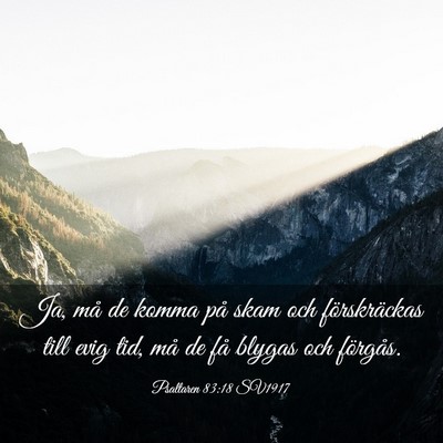 Picture 03 - Psaltaren 83:18 SV1917 - Ja, må de komma på skam och förskräckas till - Bible Verse Picture