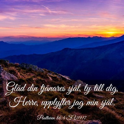 Picture 03 - Psaltaren 86:4 SV1917 - Gläd din tjänares själ, ty till dig, Herre, - Bible Verse Picture