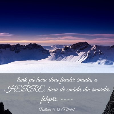 Picture 03 - Psaltaren 89:52 SV1917 - tänk på huru dina fiender smäda, o HERRE, huru - Bible Verse Picture