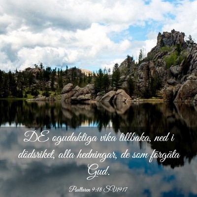 Picture 03 - Psaltaren 9:18 SV1917 - DE ogudaktiga vika tillbaka, ned i dödsriket, - Bible Verse Picture