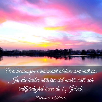 Picture 03 - Psaltaren 99:4 SV1917 - Och konungen i sin makt älskar vad rätt är. - Bible Verse Picture