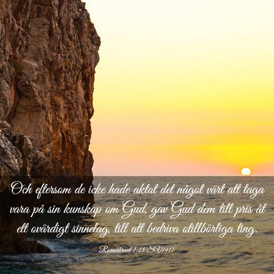 Picture 03 - Romarbrevet 1:28 SV1917 - Och eftersom de icke hade aktat det något värt - Bible Verse Picture