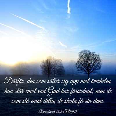 Picture 03 - Romarbrevet 13:2 SV1917 - Därför, den som sätter sig upp mot överheten, - Bible Verse Picture