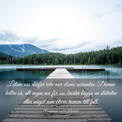 Picture 03 - Romarbrevet 14:13 SV1917 - Låtom oss därför icke mer döma varandra. - Bible Verse Picture