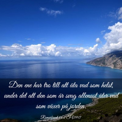 Picture 03 - Romarbrevet 14:2 SV1917 - Den ene har tro till att äta vad som helst, - Bible Verse Picture
