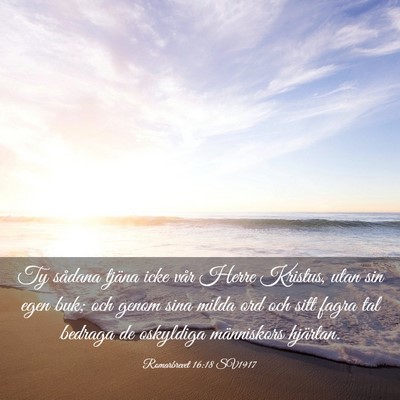 Picture 03 - Romarbrevet 16:18 SV1917 - Ty sådana tjäna icke vår Herre Kristus, utan - Bible Verse Picture