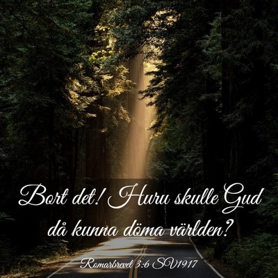 Picture 03 - Romarbrevet 3:6 SV1917 - Bort det! Huru skulle Gud då kunna döma - Bible Verse Picture