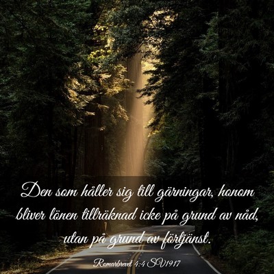 Picture 03 - Romarbrevet 4:4 SV1917 - Den som håller sig till gärningar, honom bliver - Bible Verse Picture