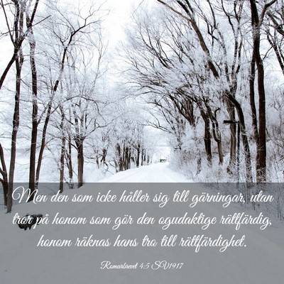 Picture 03 - Romarbrevet 4:5 SV1917 - Men den som icke håller sig till gärningar, - Bible Verse Picture