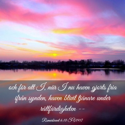 Picture 03 - Romarbrevet 6:18 SV1917 - och för att I, när I nu haven gjorts fria - Bible Verse Picture