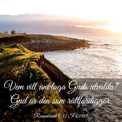 Picture 03 - Romarbrevet 8:33 SV1917 - Vem vill anklaga Guds utvalda? Gud är den som - Bible Verse Picture