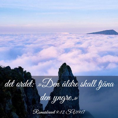 Picture 03 - Romarbrevet 9:12 SV1917 - det ordet: »Den äldre skall tjäna den - Bible Verse Picture