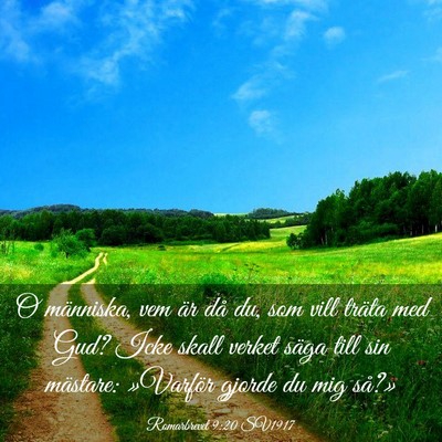 Picture 03 - Romarbrevet 9:20 SV1917 - O människa, vem är då du, som vill träta med - Bible Verse Picture